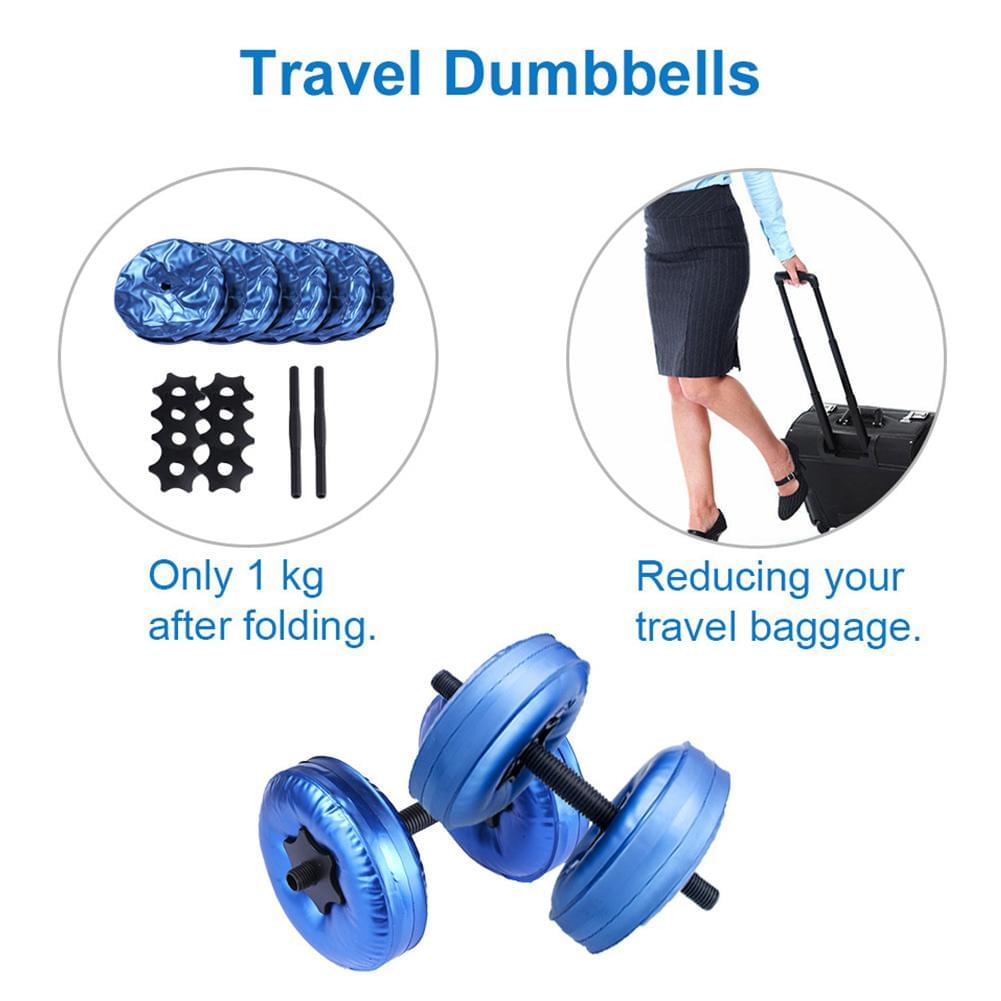 Blue travel dumbbells, foldable & lightweight for home gym or travel, 1kg when packed