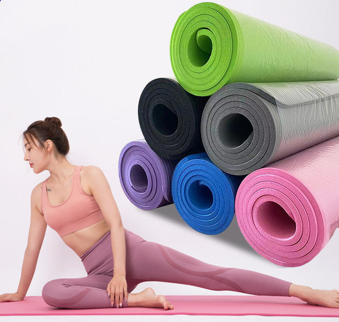 Colorful NBR fitness yoga mats with stripe patterns and various thickness options for fitness and sports use