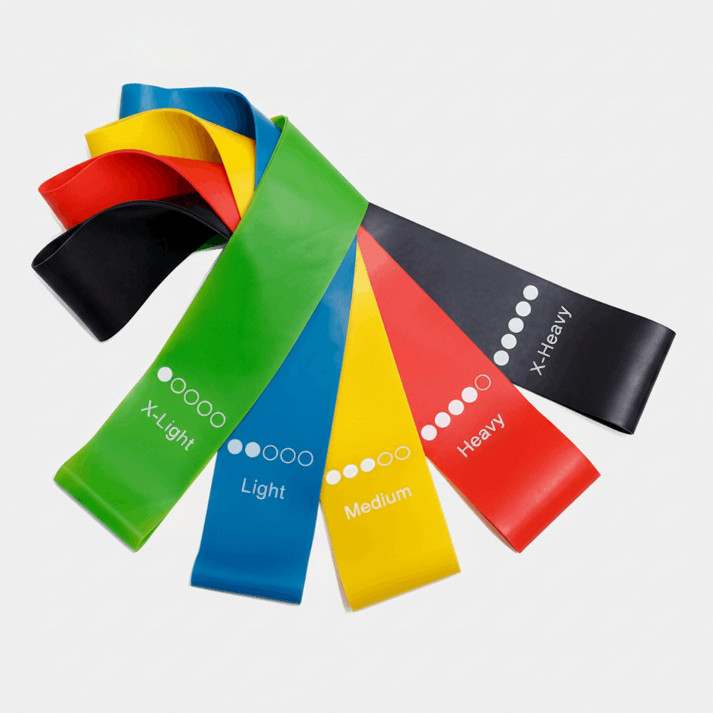 Set of colorful yoga resistance rubber bands for strength and flexibility training